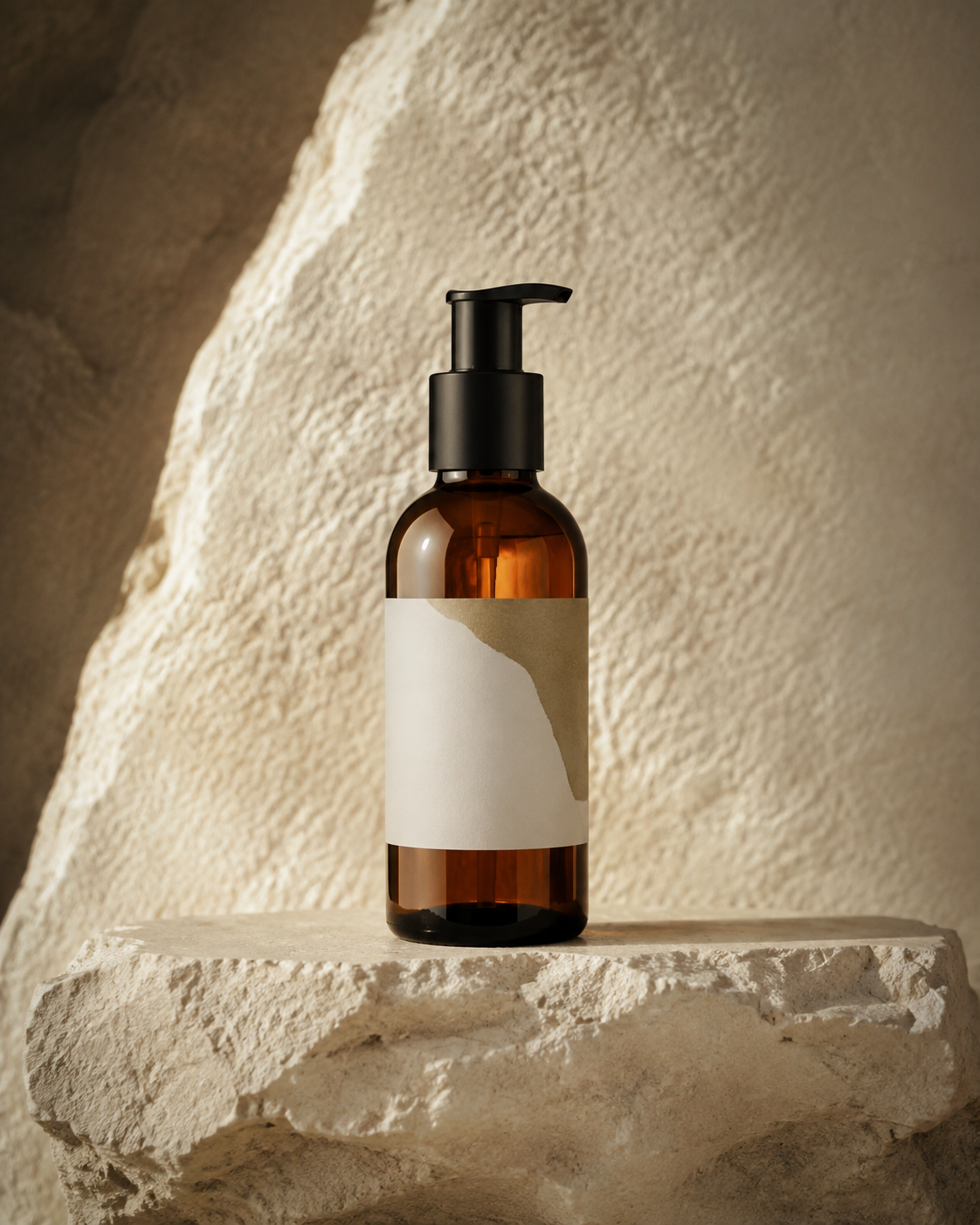Minimal amber skincare bottle